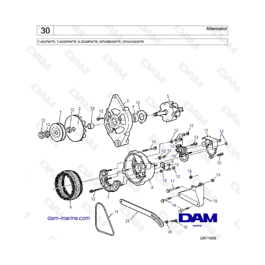 Volvo Penta 7.4L GSI / 8.2L GSI - Alternador