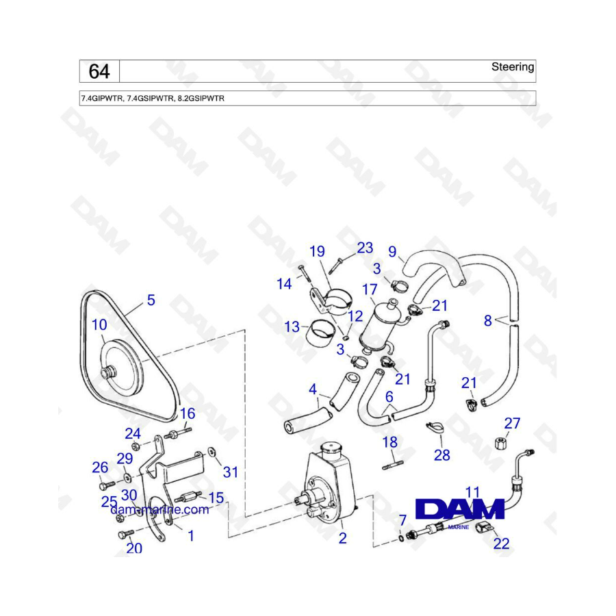 Volvo Penta 7.4L GSI / 8.2L GSI - Dirección