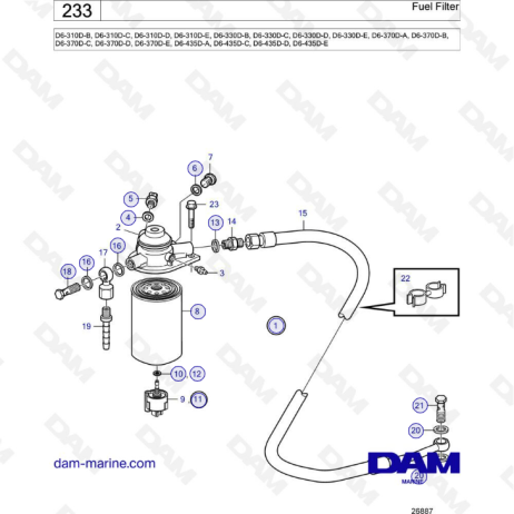 Volvo Penta D6-310D / D6-330D / D6-370D / D6-435D - Fuel filter - DAM ...