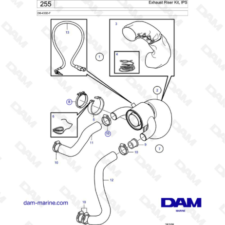 Volvo Penta D6-436D-F - Exhaust riser kit, IPS