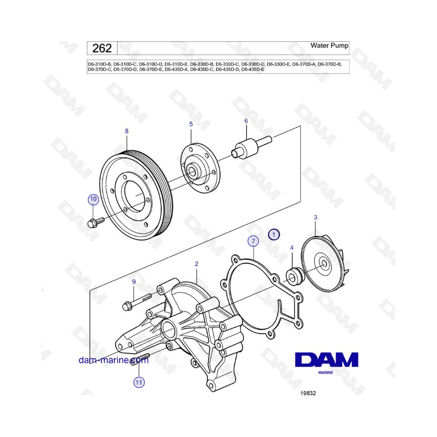 Volvo Penta D6-310D / D6-330D / D6-370D / D6-435D - Bomba de agua