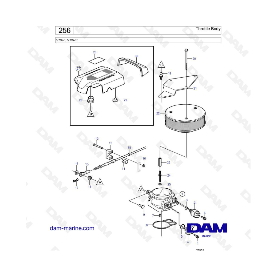 Volvo Penta 5.7L Gi-E / Gi-EF - Cuerpo de mariposa