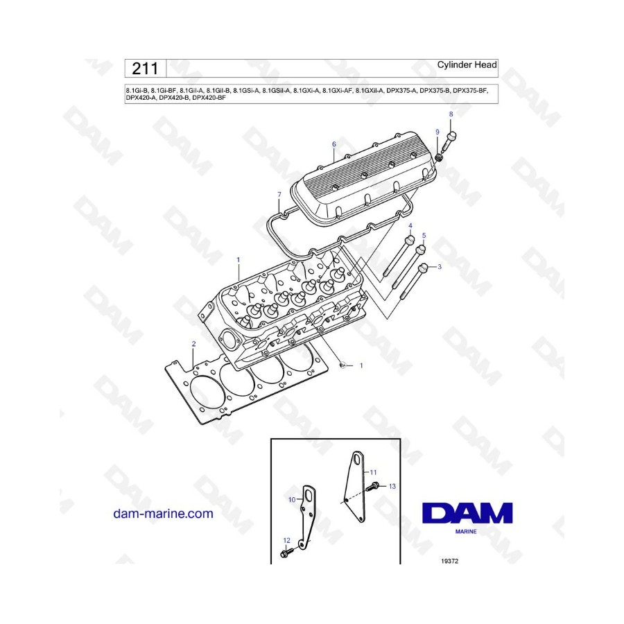 Volvo Penta 8.1L Gi-B / BF / GSi-A / GXi-A / AF - Cylinder Head - DAM ...