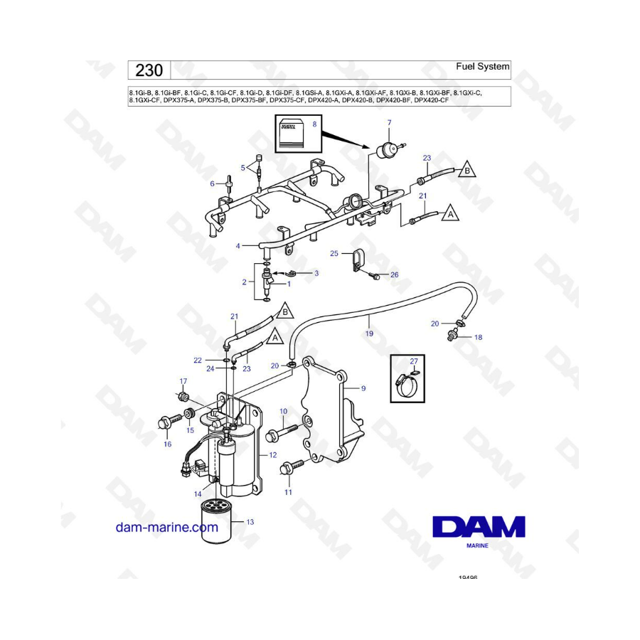 Volvo Penta 8.1L Gi-B / Gi-BF / Gi-C / Gi-CF / Gi-D / Gi-DF / GSI-A ...