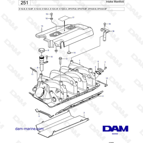 Volvo Penta 8.1L Gi-B -BF / GXI-A -AF - Colector de admisión