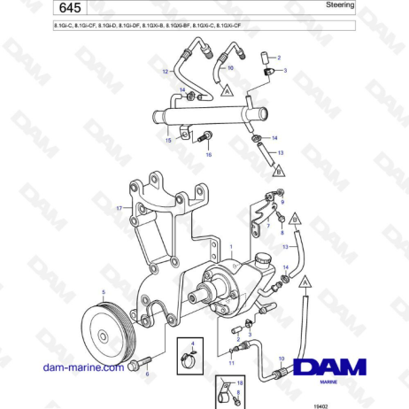 Volvo Penta 8.1L Gi-C / Gi-CF / Gi-D / Gi-DF / GXI-B / GXi-BF / GXi-C / GXi-CF - Dirección