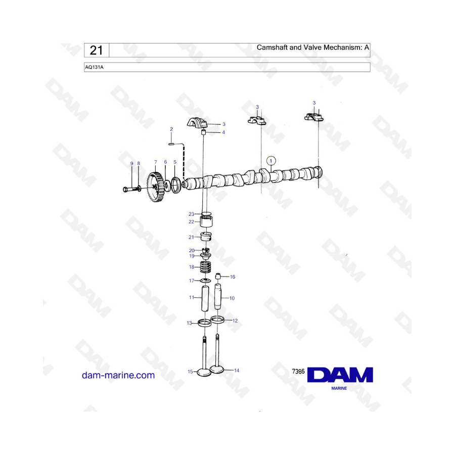 Volvo Penta AQ131A - Camshaft & valve mechanism: A