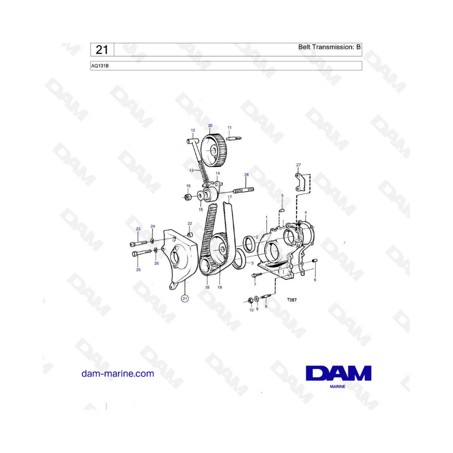 Volvo Penta AQ131B - Belt transmission: B