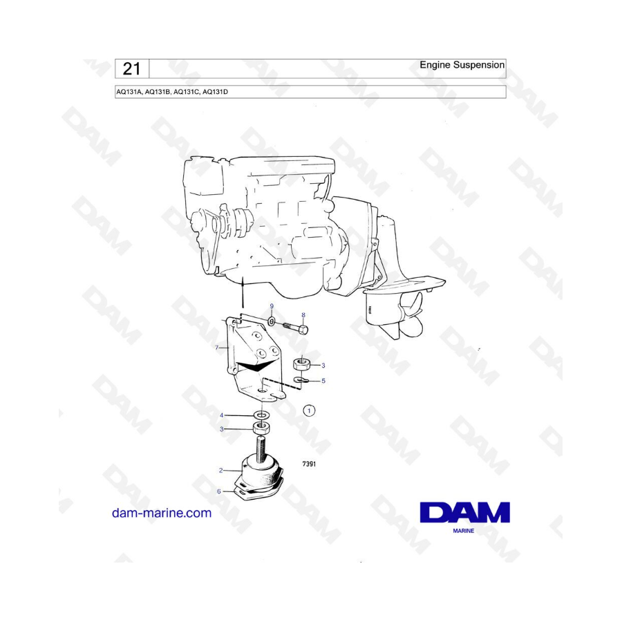 Volvo Penta AQ131A / AQ131B / AQ131C / AQ131D - Engine suspension