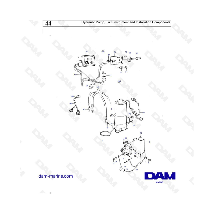 Volvo Penta AQ131A / AQ131B / AQ131C / AQ131D - Bomba hidráulica, instrumentos de compensación y componentes de instalación