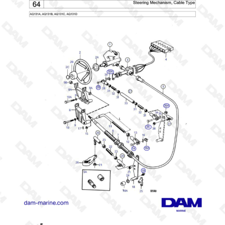 Volvo Penta AQ131A / AQ131B / AQ131C / AQ131D - Steering Mechanism ...