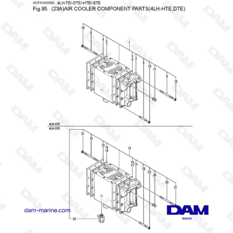 Yanmar 4LH-HTE / 4LH-DTE - Air cooler component parts 