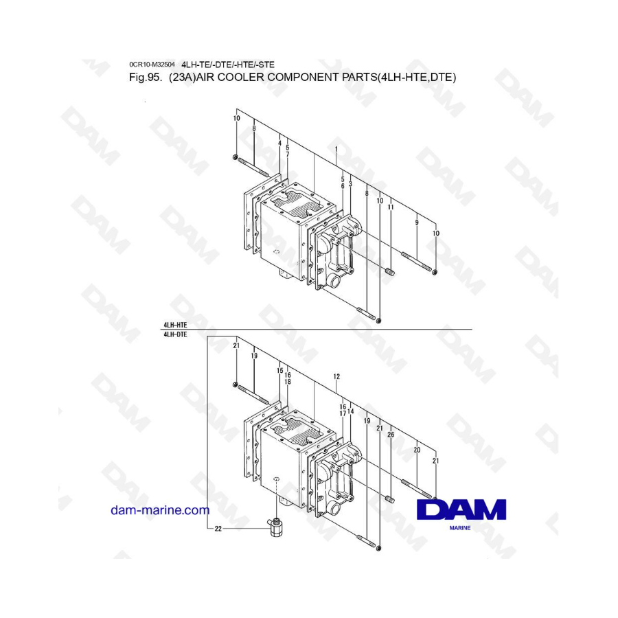 Yanmar 4LH-HTE / 4LH-DTE - Air cooler component parts 