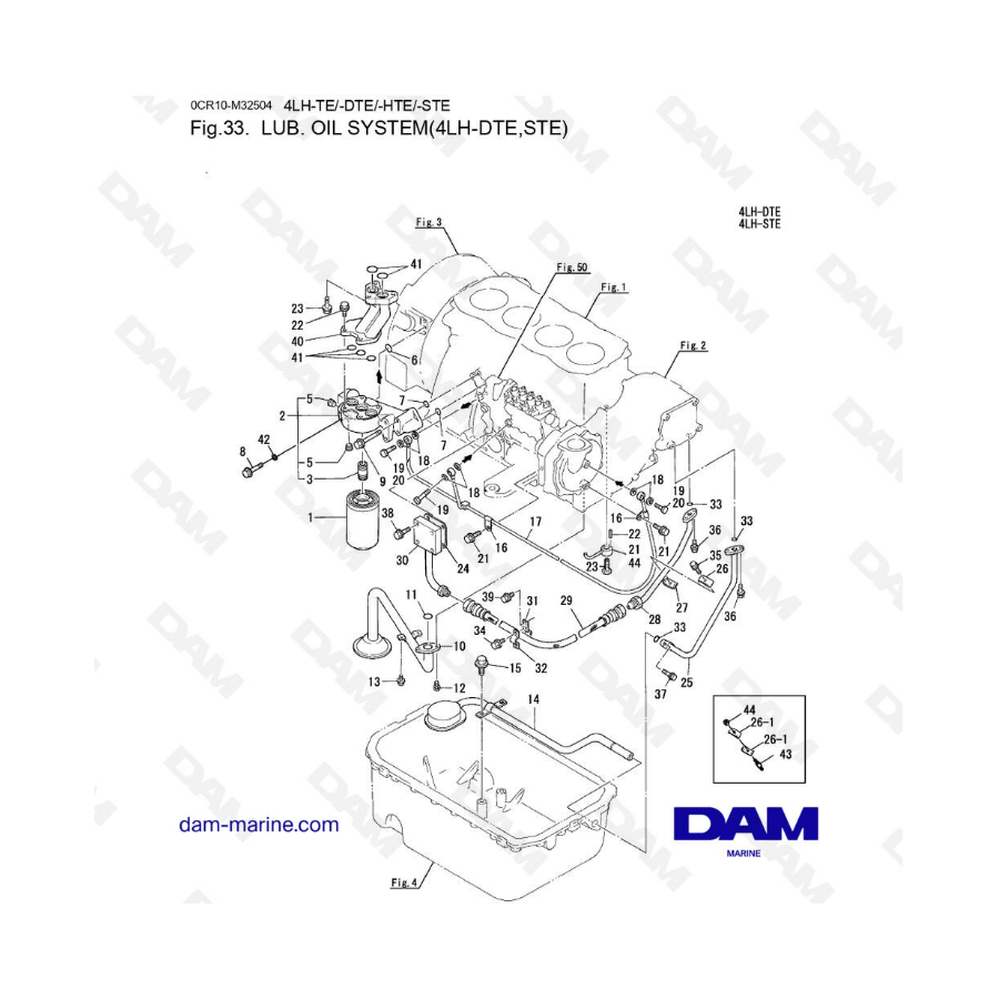 Yanmar 4LH-DTE / 4LH-STE - Lub oil system