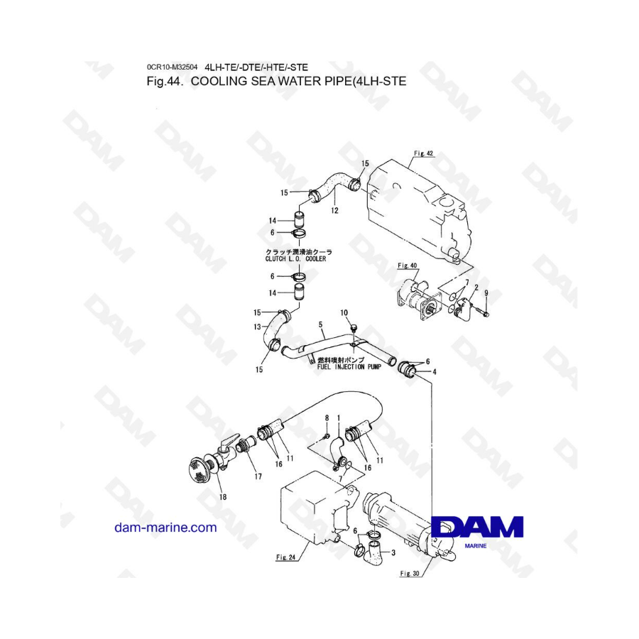 Yanmar 4LH-STE - Cooling sea water pipe