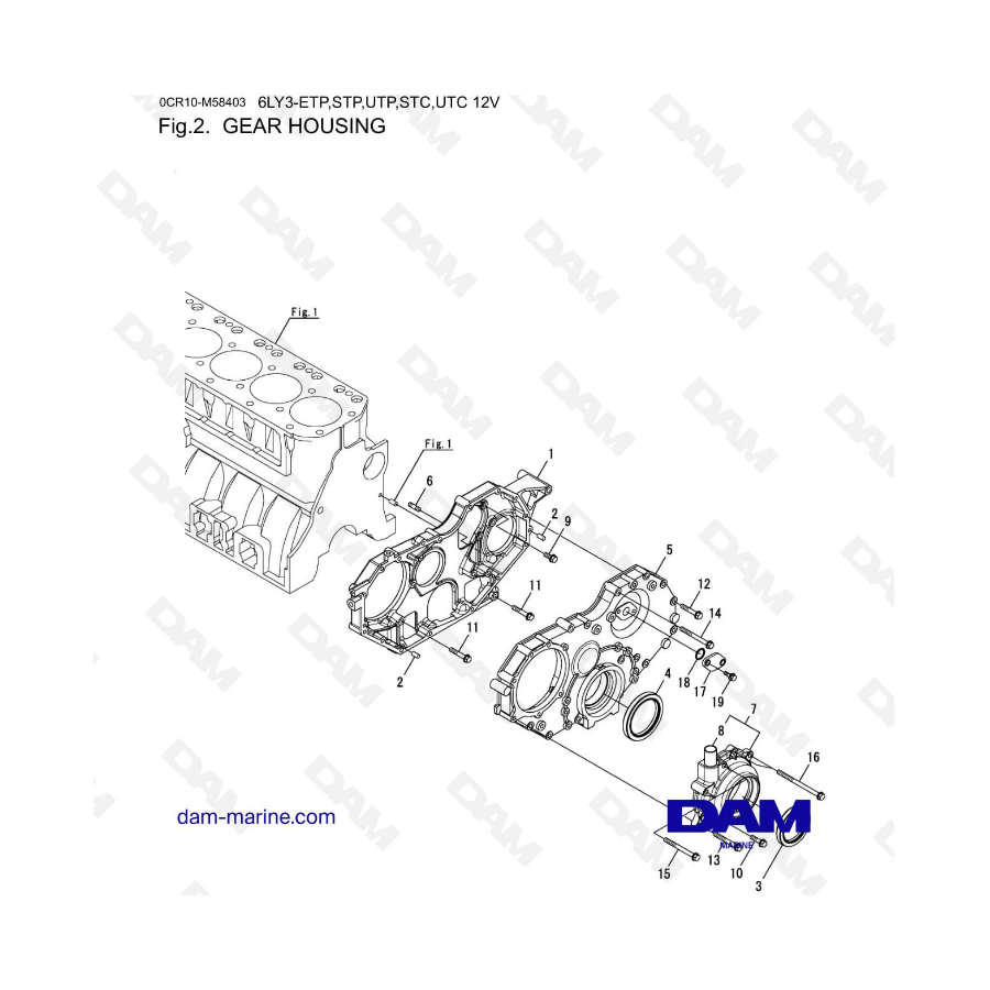 Yanmar 6LY3-ETP / 6LY3-STP / 6LY3-UTP / 6LY3-STC / 6LY3-UTC - Caja de cambios