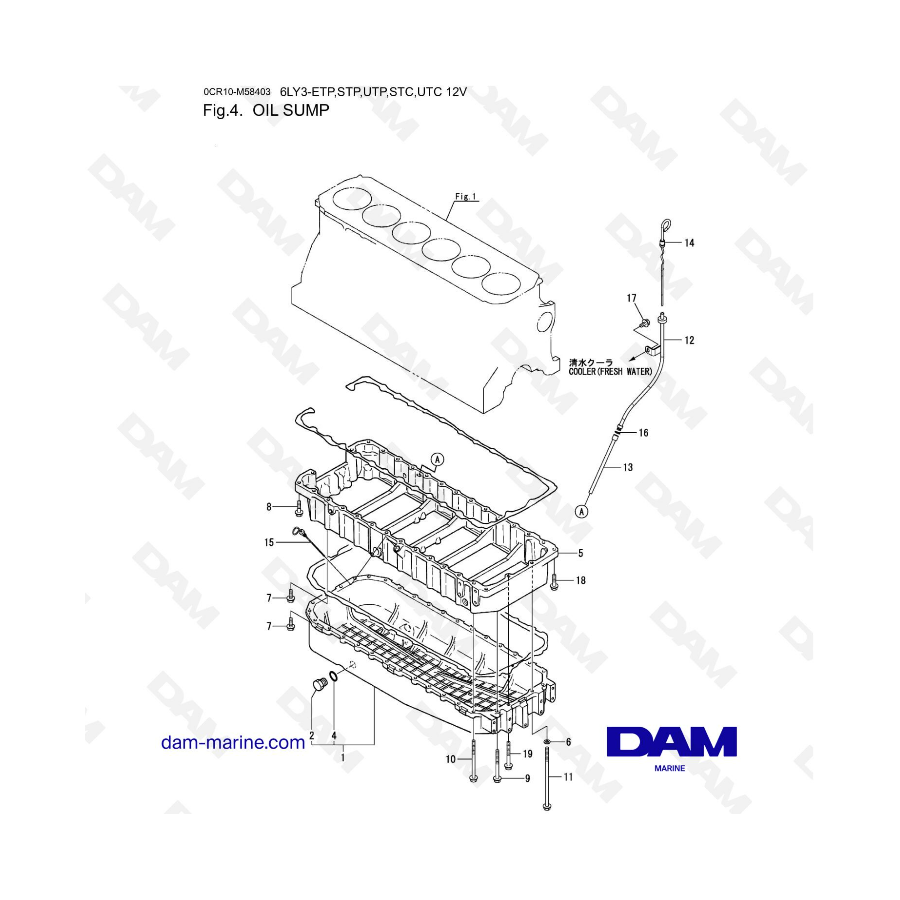 Yanmar 6LY3-ETP / STP / UTP / STC / UTC - Cárter de aceite