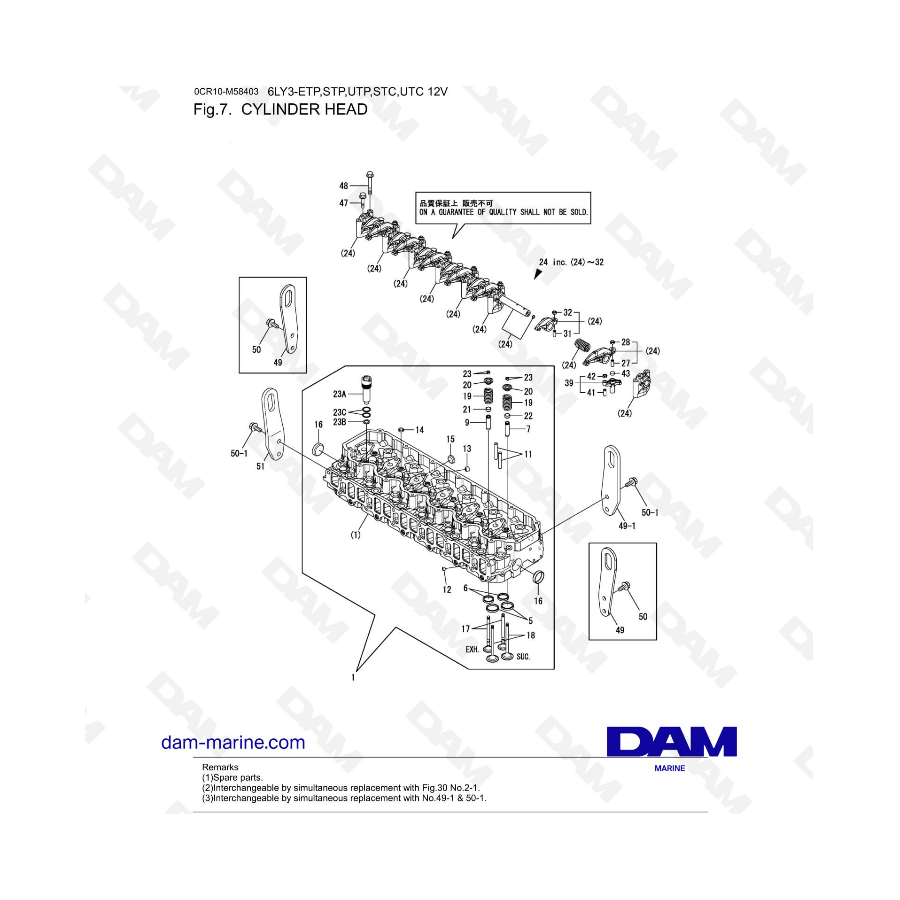 Yanmar 6LY3-ETP / STP / UTP / STC / UTC - Culata