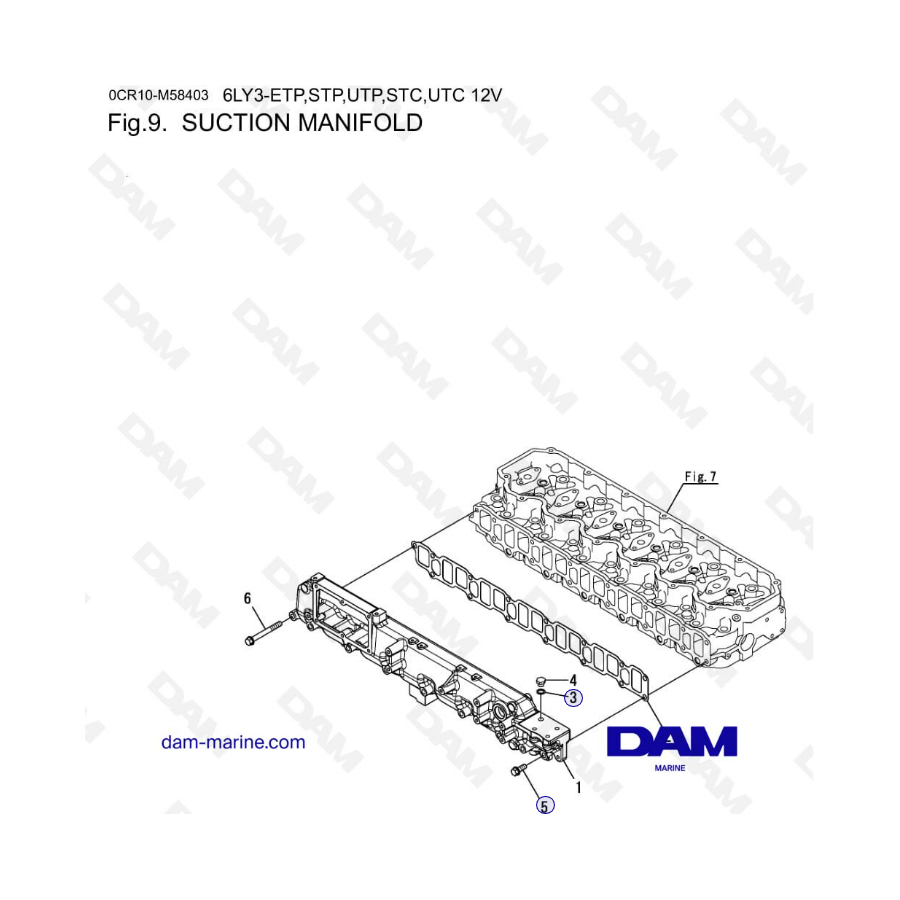 Yanmar 6LY3-ETP / 6LY3-STP / 6LY3-UTP / 6LY3-STC / 6LY3-UTC - Colector de aspiración