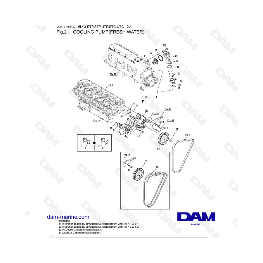 Yanmar 6LY3-ETP/STP/UTP/STC/UTC - Bomba de refrigeración (agua dulce)