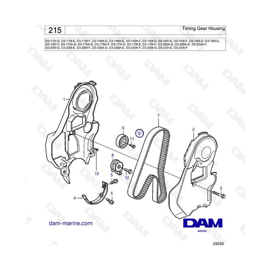 Volvo Penta D3-110I / D3-140A D / D3-140I / D3-150I / D3-170A I / D3-200A I / D3-220A I - Caja de distribución