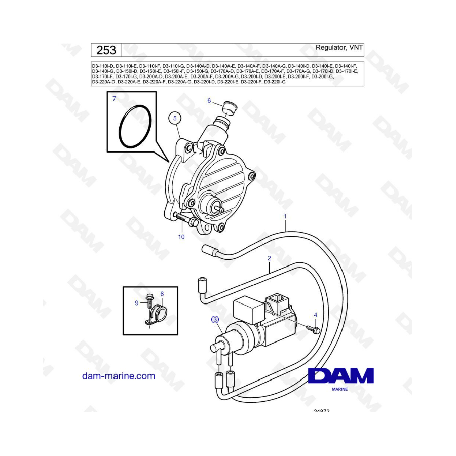 Volvo Penta D3-110-I / D3-140A & I / D3-150I / D3-170A & I/D3-200A & I / D3-220A&I - Regulador, VNT