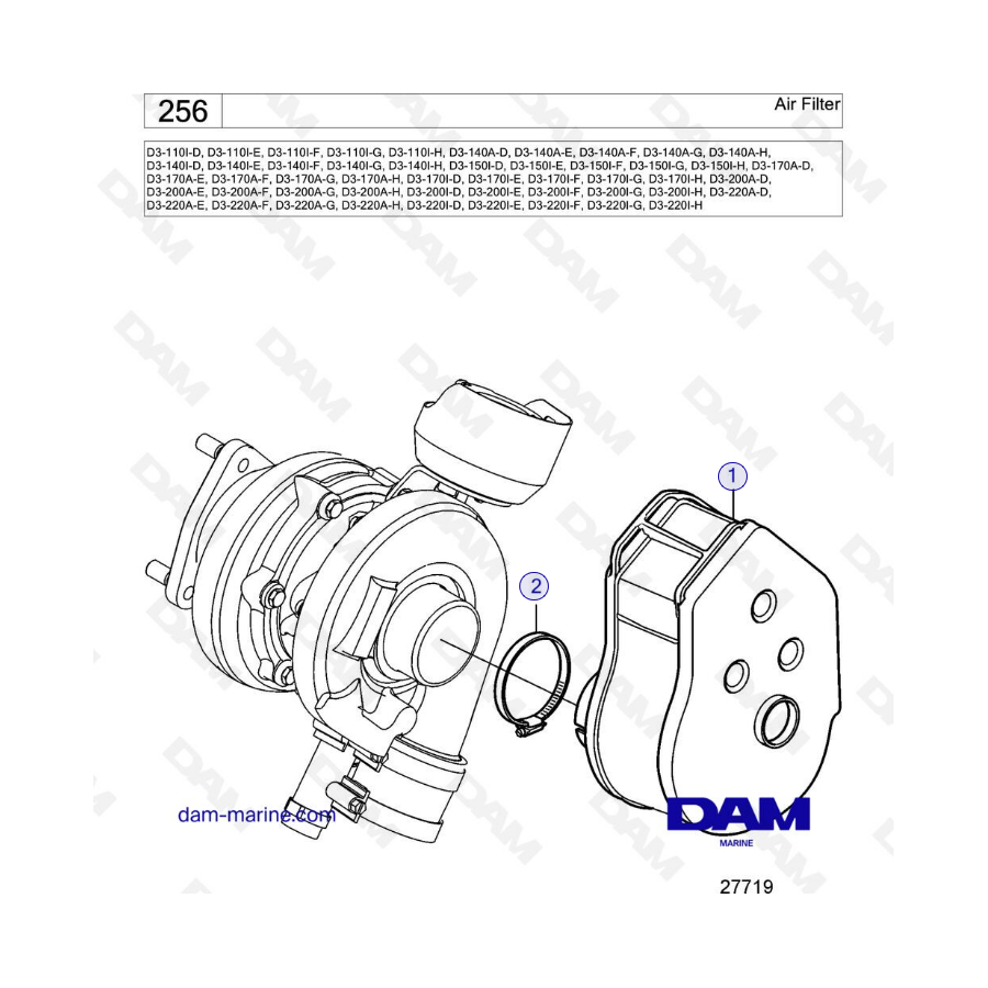 Volvo Penta D3-110 / D3-140 / D3-150 / D3-170 / D3-200 / D3-220 - Air filter