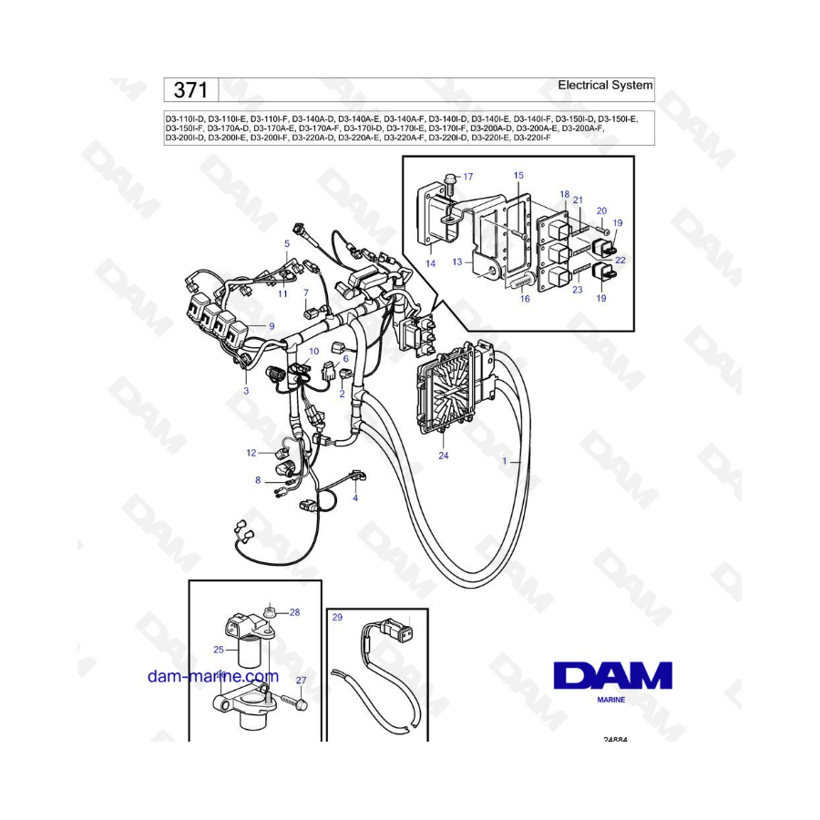 Volvo Penta D3-110/D3-140/D3-150/D3-170/D3-200/D3-220 - Electrical system