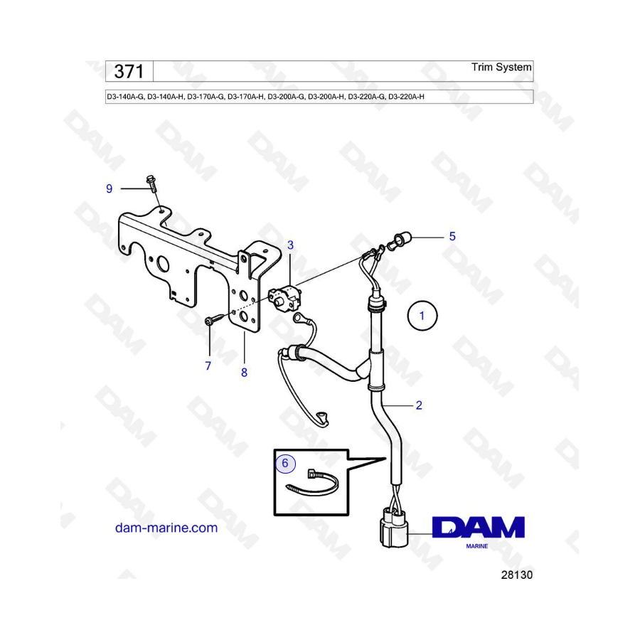 Volvo Penta D3-140A-G / D3-140A-H / D3-170A-G -H / D3-200A-H / D3-220A-G A-H - Trim system